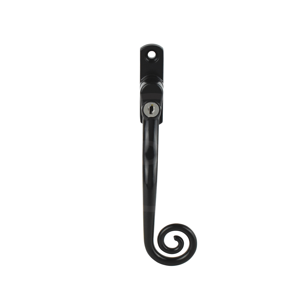 Cornish Heritage Monkey Tail Espag Window Handle - Black (Right-Hand)